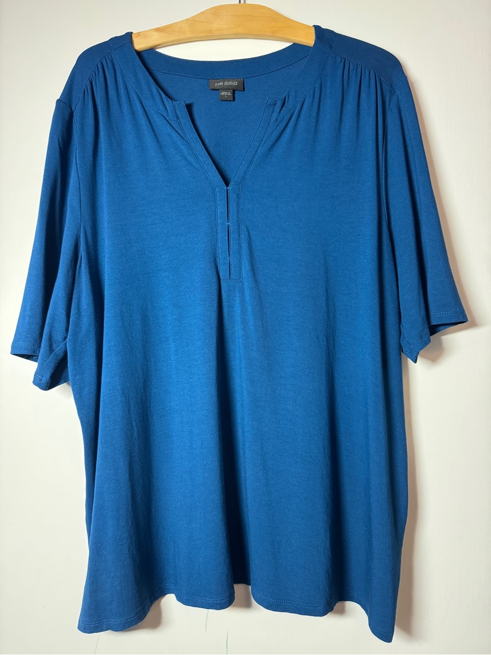 J.Jill Blue V-Neck 3/4 Sleeve Tunic Top Large